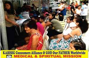 God Our Father Followers Worldwide Inc members are joined by residents and local church volunteers in their humanitarian outreach mission where bibles and prayer booklets were likewise given to victims of supertyphoon Yolanda at Brgy. Old Kawayan, Tacloban City on Monday Jan 27.