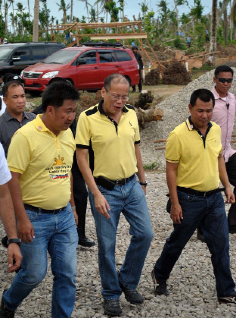 President Benigno “Noynoy” Aquino visited the town of Tanauan  on February 25 as he lead in the groundbreaking of the town’s memorial park to give honor and remember those who died during Yolanda in said town. He was joined by the town mayor, Pelagio Tecson and Leyte Governor Leopoldo Dominico Petilla.  Photo by Totex Arcueno