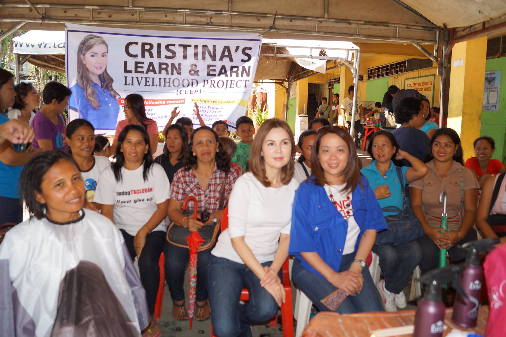 A posterity pose with the Cristina Learn & Earn program (CLEP)  1st livelihood hair cutting class for Yolanda survivors with the CLEP founder Tacloban City Councilor Cristina and mothers during the relaunching CLEP program for Taclobanon held Feb. 4, 2014 at Rizal Elementary School.(Photo by: Gay B. Gaspay-TISAT)