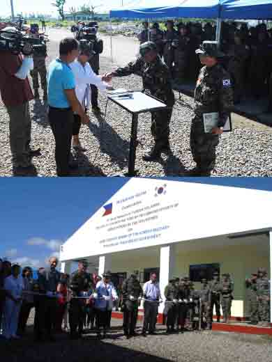 REPAIR. Korean soldiers made a fast work in repairing the Leyte Provincial Hospital buildings were destroyed by Yolanda. Doctor Ophelia Absin could not contain her gratitude to the soldiers led by Captain Chu Wan Lee. (Photo by: TOTEX ARCUENO)
