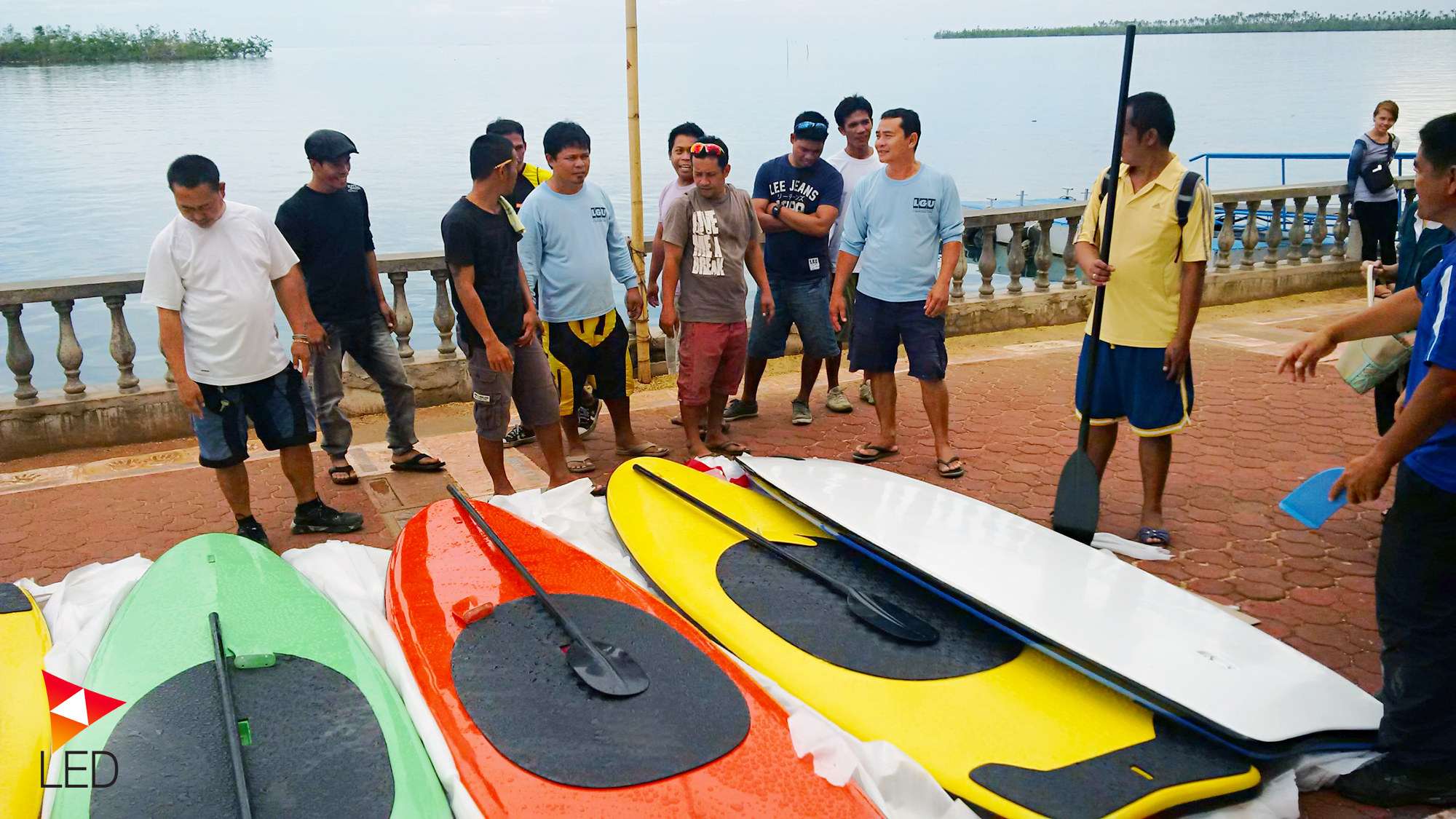 Readying for tourists, post-Yolanda. A training was held on March 14,2014 for the operations of the stand-up paddle boats donated by the Canadian government through the Department of the Interior and Local Government during a turn-over ceremony in Palompon, Leyte.(RANDI ALAMPAY) 
