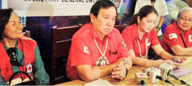 Philippine Red Cross chairman Richard Gordon reports to media the extent of assistance they gave for the recovery and rehabilitation efforts in Yolanda-stricken areas in Leyte and Samar, while assuring the relief goods distribution will continue if necessary.      (EI NAZARENO-BALLESTEROS)