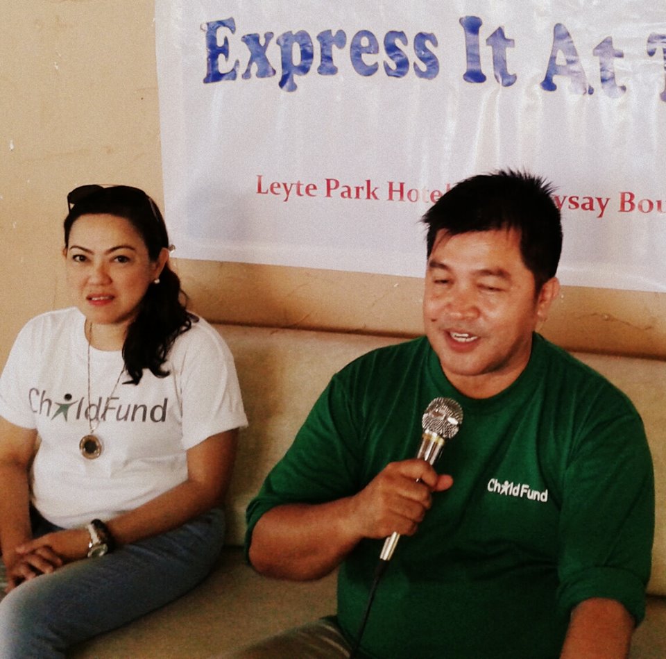 Child Fund International Tacloban Office head Hubert Par enumerates in Express It At The Park the various initiatives that the organization has been dishing out to Yolanda survivors especially the children, efforts such as psycho-social interventions that they believe are of equal import as those materials requirements of the survivors.                                      (by EI NAZARENO-BALLESTEROS) 
