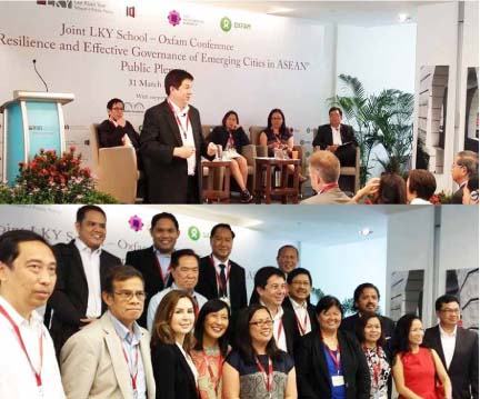 Bringing with him his experience when Tacloban was devastated by supertyphoon Yolanda(with international name Haiyan), City Mayor Alfred Romualdez talked before a gathering held at the Singapore Lee Kuan Yew School in Singapore on April 2,2014. During the gathering, Mayor Romualdez shared some insights the experience of Tacloban due to Yolanda to the participants of the Lee Kuan Yew School of Public Policy and OXFAM on Building Resilience & Effective Governance of ASEAN emerging cities. With the mayor were his wife, Councilor Cristina G. Romualdez; cousin Benguet Mining president Benjamin Philip Romualdez and some mayors. Mayor Romualdez articulated his experience, the immediate action he made and how Tacloban handled its disaster preparedness. ((Photo compliments / GAY B. GASPAY-TISAT)