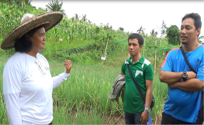 Tina shares her experiences as an organic farmer to visitors.