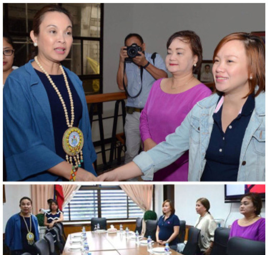 Senator Loren Legarda meets with Tacloban Councilors Aimee Grafil, Elvira Casal and Eden Pineda during her courtesty call to Mayor Cristina Romualdez on Friday(Oct.13) at the City Hall. Among those discussed in the meeting is the proposed project of the City Government on Solid Waste Management, actively being supported by the Senator. -Tim Canes