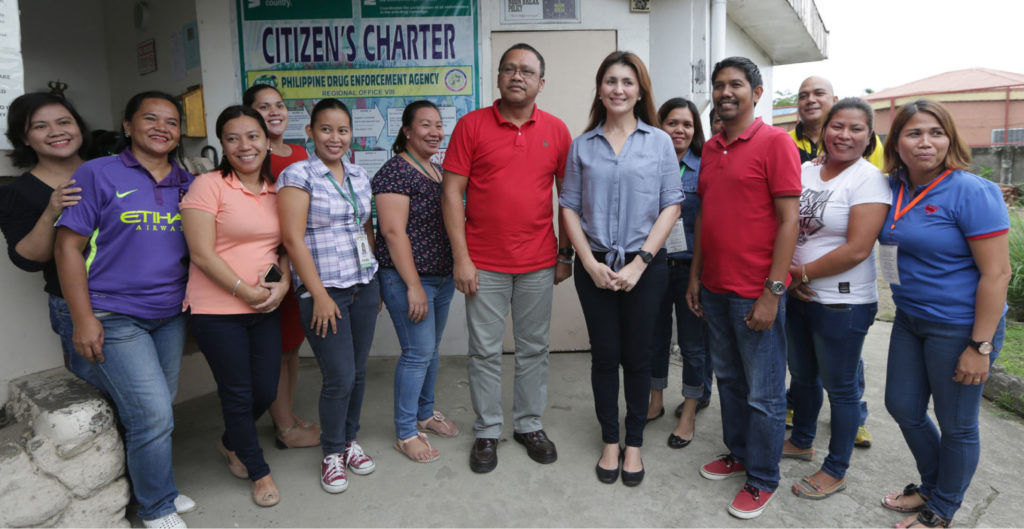 Leyte (1st Dist) Rep.Yedda Marie Romualdez (6th right) visited the regional office of the Philippine Drug Enforcement Agency headed by its director, Edgar Jubay (6th left) and other PDEA officers. Romualdez authored House Bill 345 seeking for the  creation of a drug rehabilitation center in Tacloban City.  photo by Ver Noveno