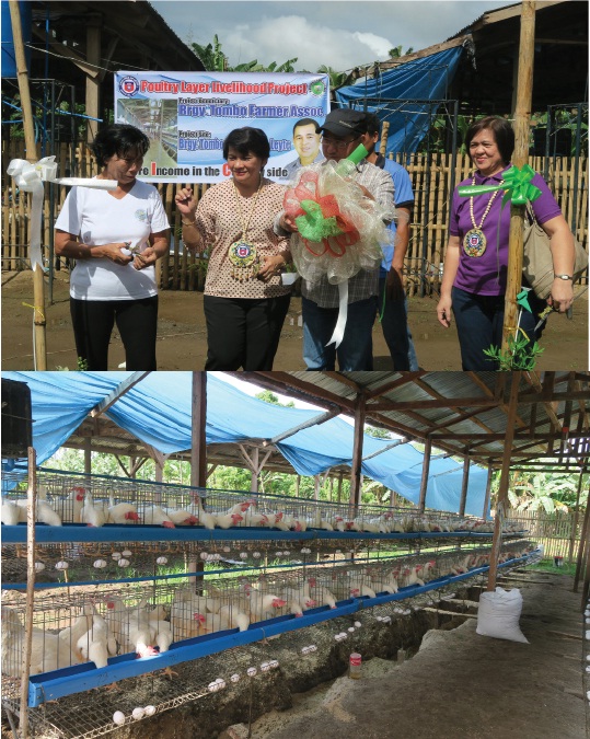 Leyte Governor Leopoldo Dominico “Mic” Petilla led the ribbon cutting during the inaguration of the launching of a poultry layer egg production project held in Brgy Tombo,Alangalang,Leyte.Assisting him is Vice Mayor Sarah Apurillo and barangay captain Consolacion Dayata. (Gina P. Gerez)