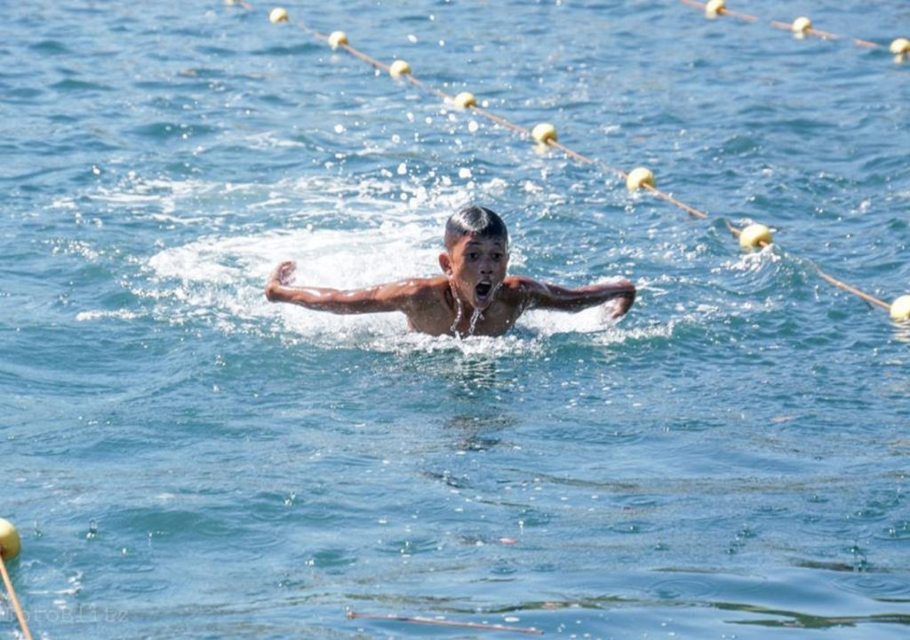 To hone athletes to be more competitive in the field of swimming, the local government unit of Catbalogan and the Catbalogan city schools division opens the first “floating swimming pool” or swimming by the sea” in Eastern Visayas located in Barangay Cagutsan, Sierra Island, Catbalogan City.(Paulus Aragon)