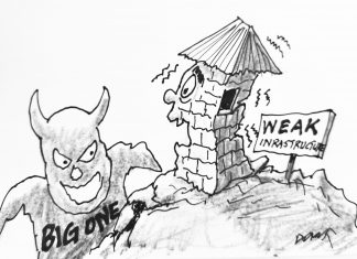 Strong quakes, weak infras